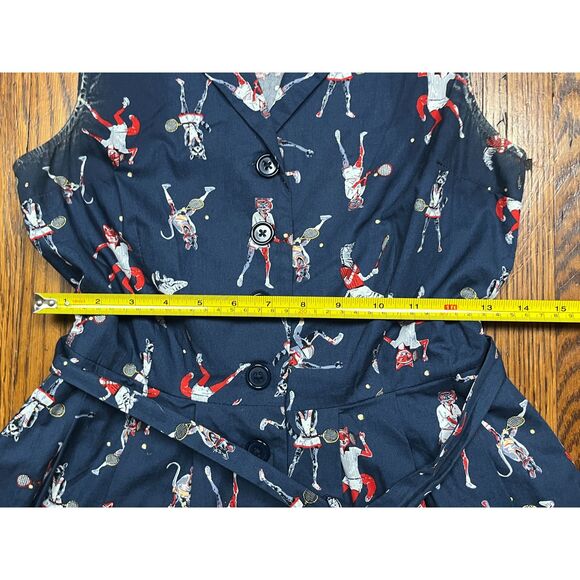 ModCloth Blue Fox Animal Pattern Summer Retro Sleeveless Dress Women's Size 2 - Picture 10 of 11